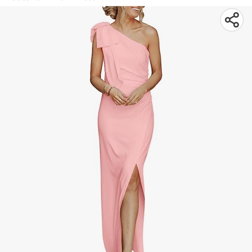 Pink women's one shoulder maxi dress